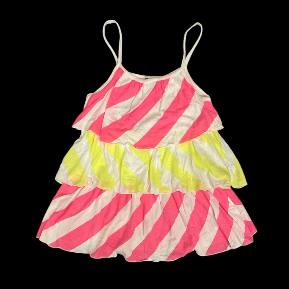 Splendid Pink, White, neon Yellow Striped tunic
